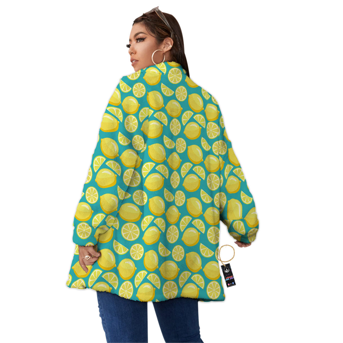 Slices Lime Print Pattern Women's Sherpa Jacket-grizzshop