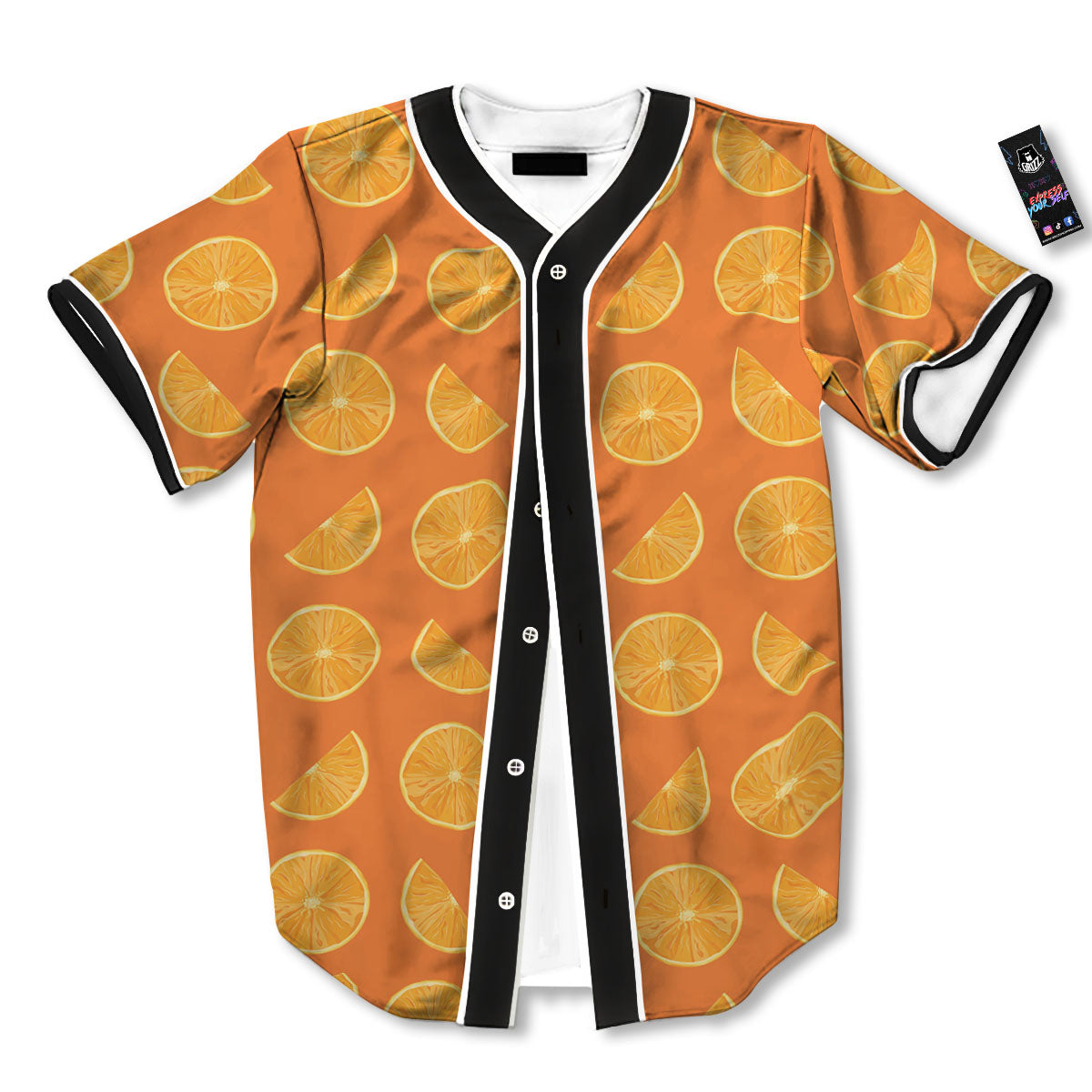 Slices Orange Print Pattern Baseball Jersey-grizzshop