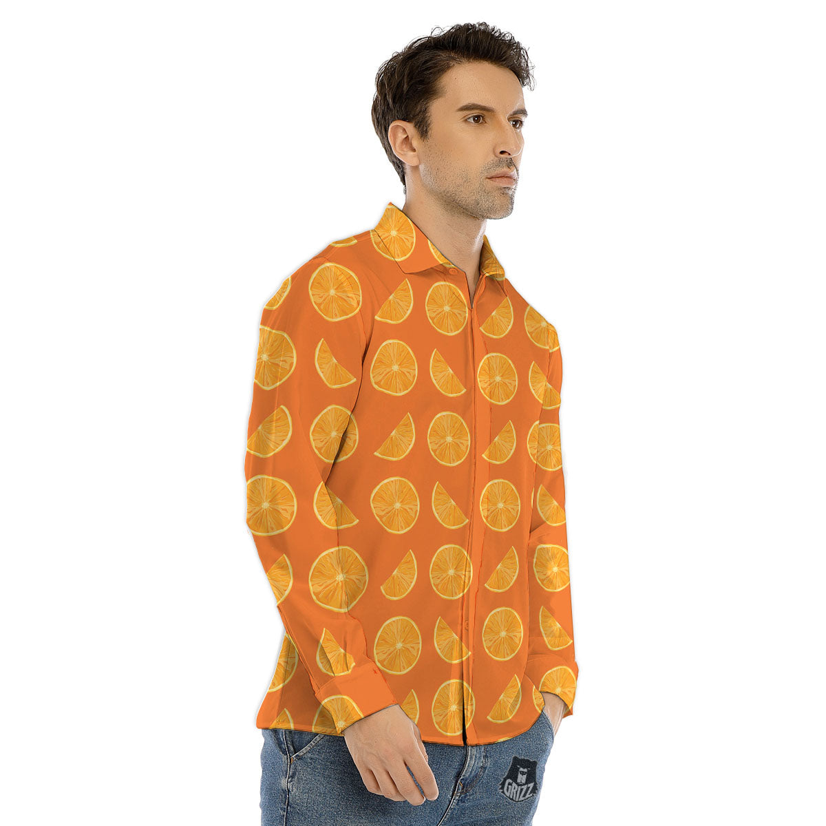 Slices Orange Print Pattern Men's Dress Shirts-grizzshop