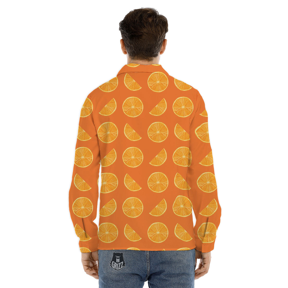 Slices Orange Print Pattern Men's Dress Shirts-grizzshop