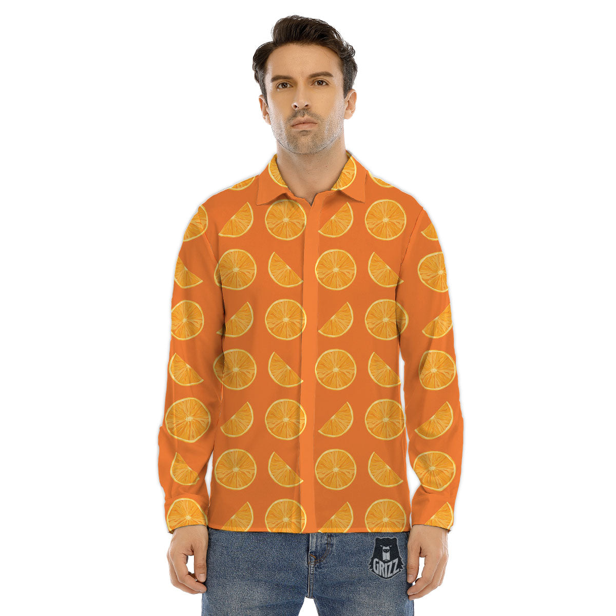 Slices Orange Print Pattern Men's Dress Shirts-grizzshop