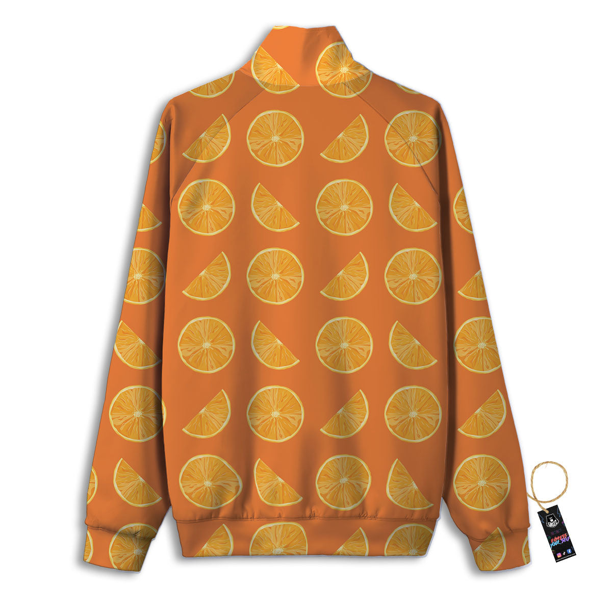 Slices Orange Print Pattern Track Jacket-grizzshop