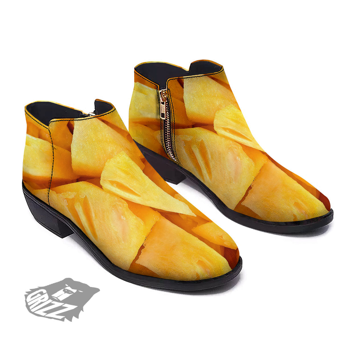 Slices Pineapple Print Ankle Boots-grizzshop