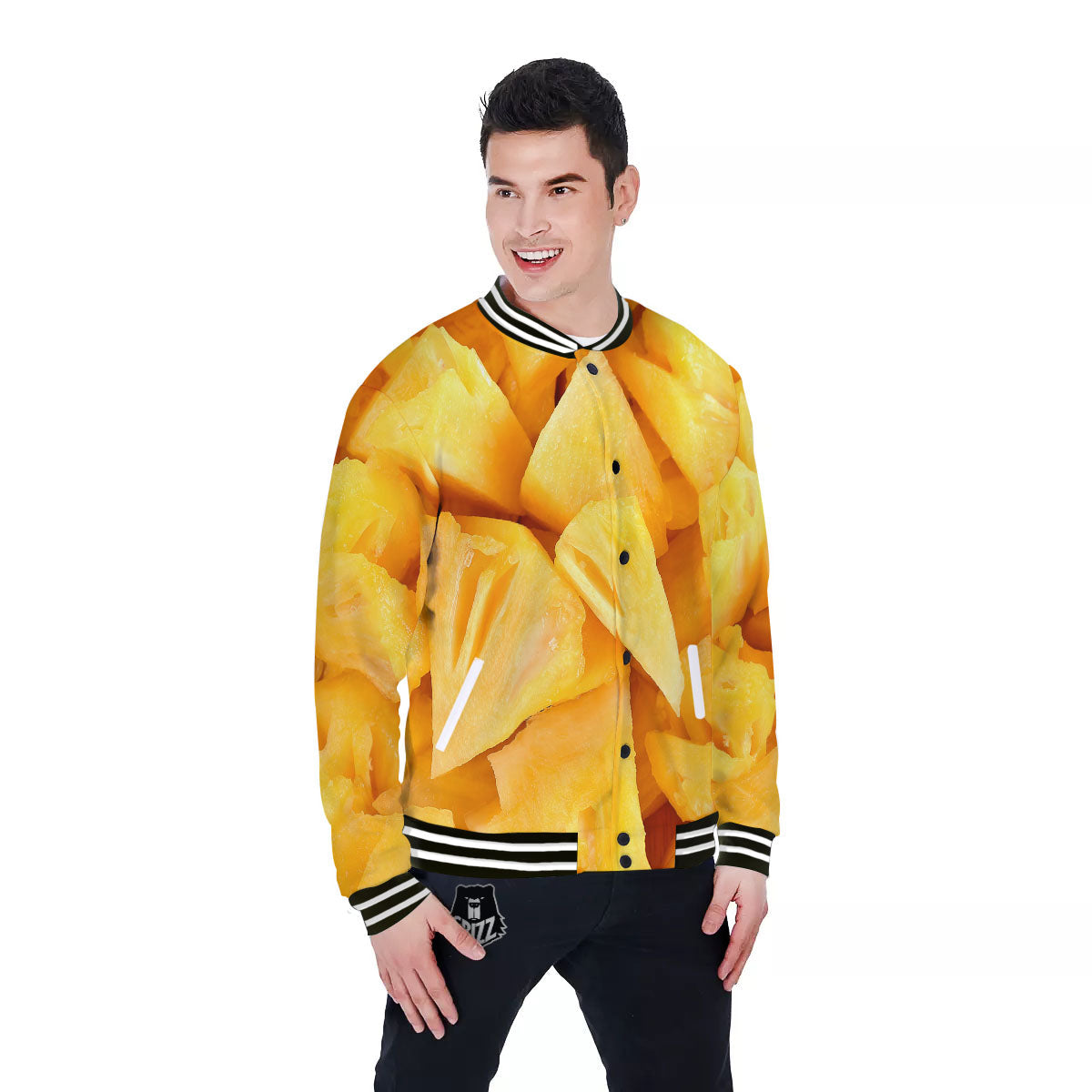 Slices Pineapple Print Baseball Jacket-grizzshop