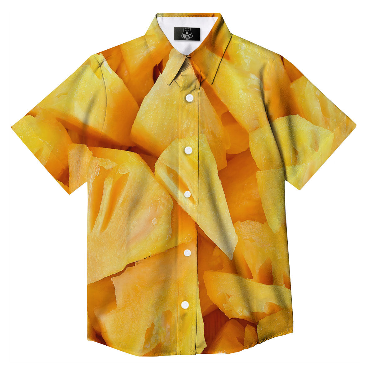 Slices Pineapple Print Button Up Shirt-grizzshop