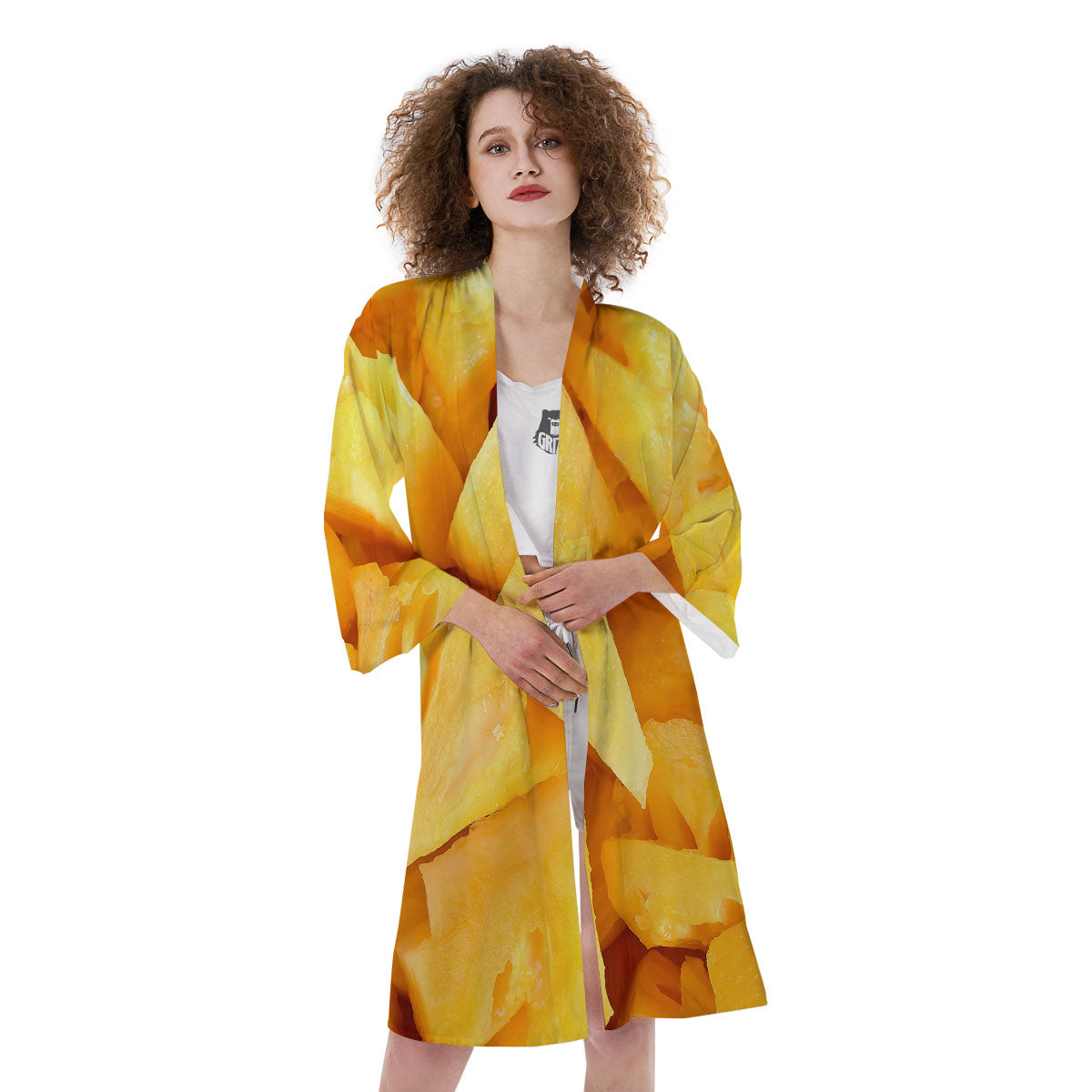 Slices Pineapple Print Kimono-grizzshop