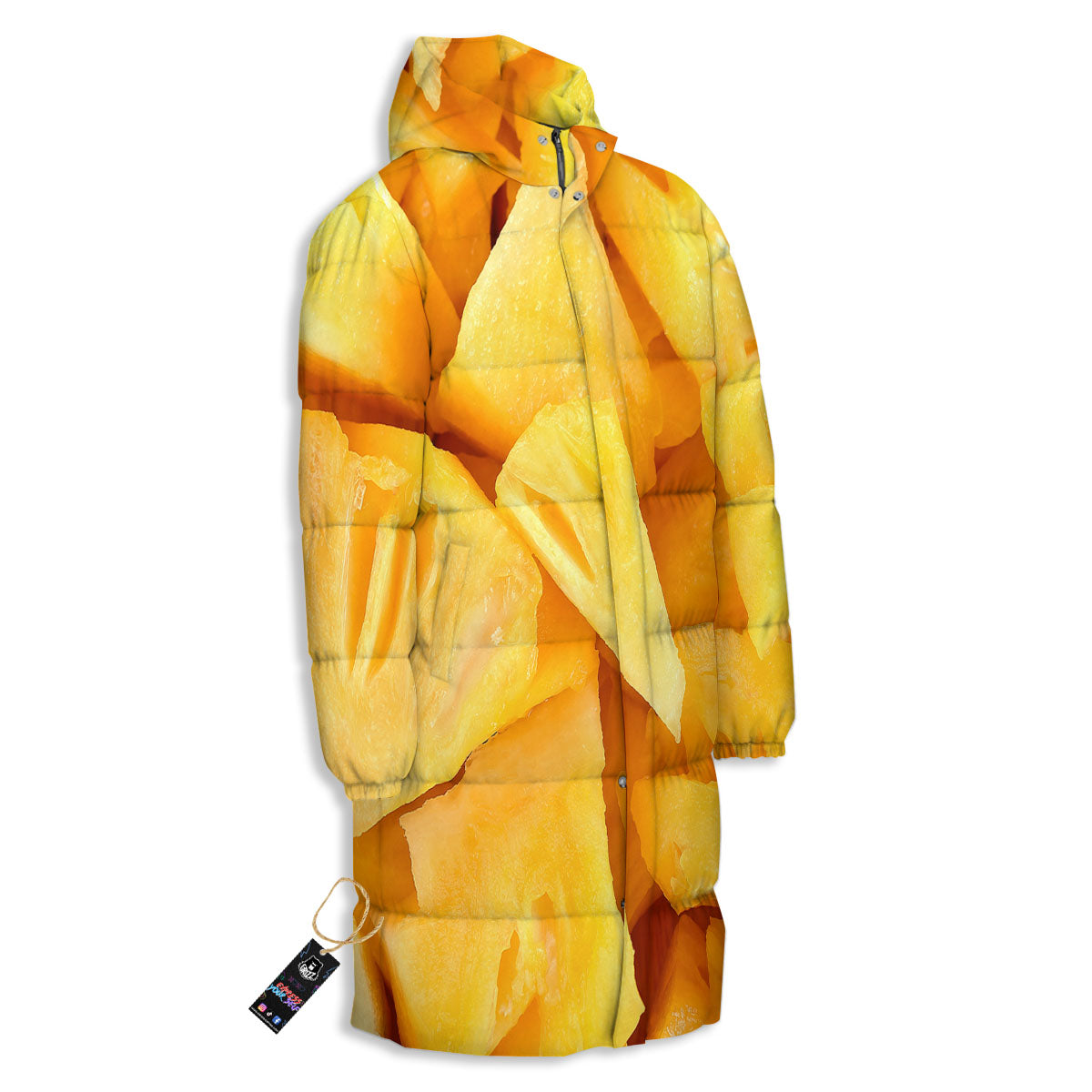 Slices Pineapple Print Long Down Jacket-grizzshop