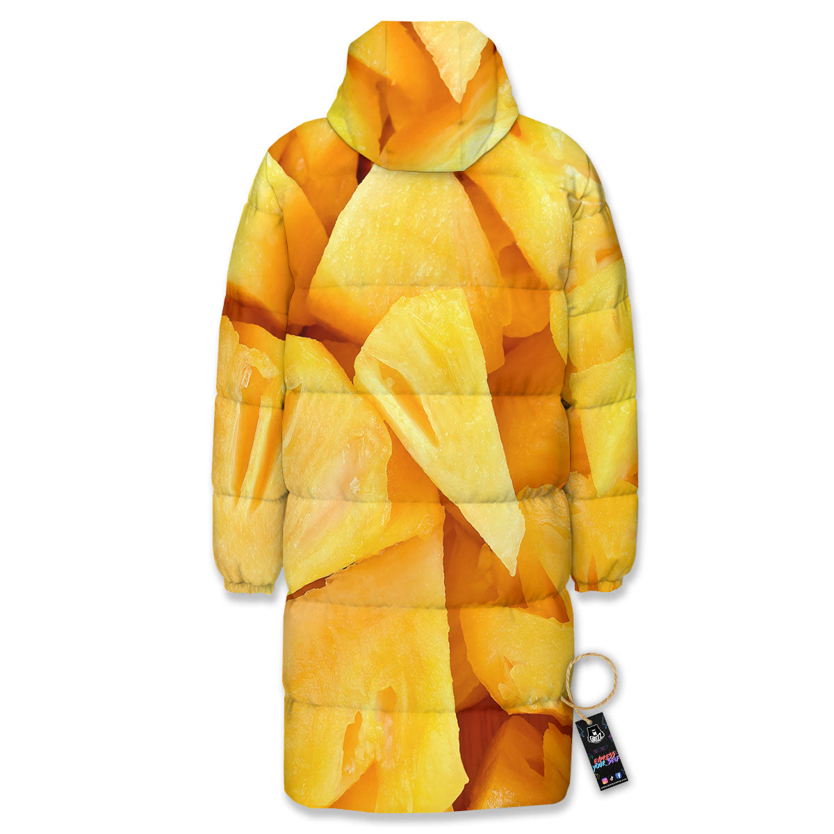 Slices Pineapple Print Long Down Jacket-grizzshop