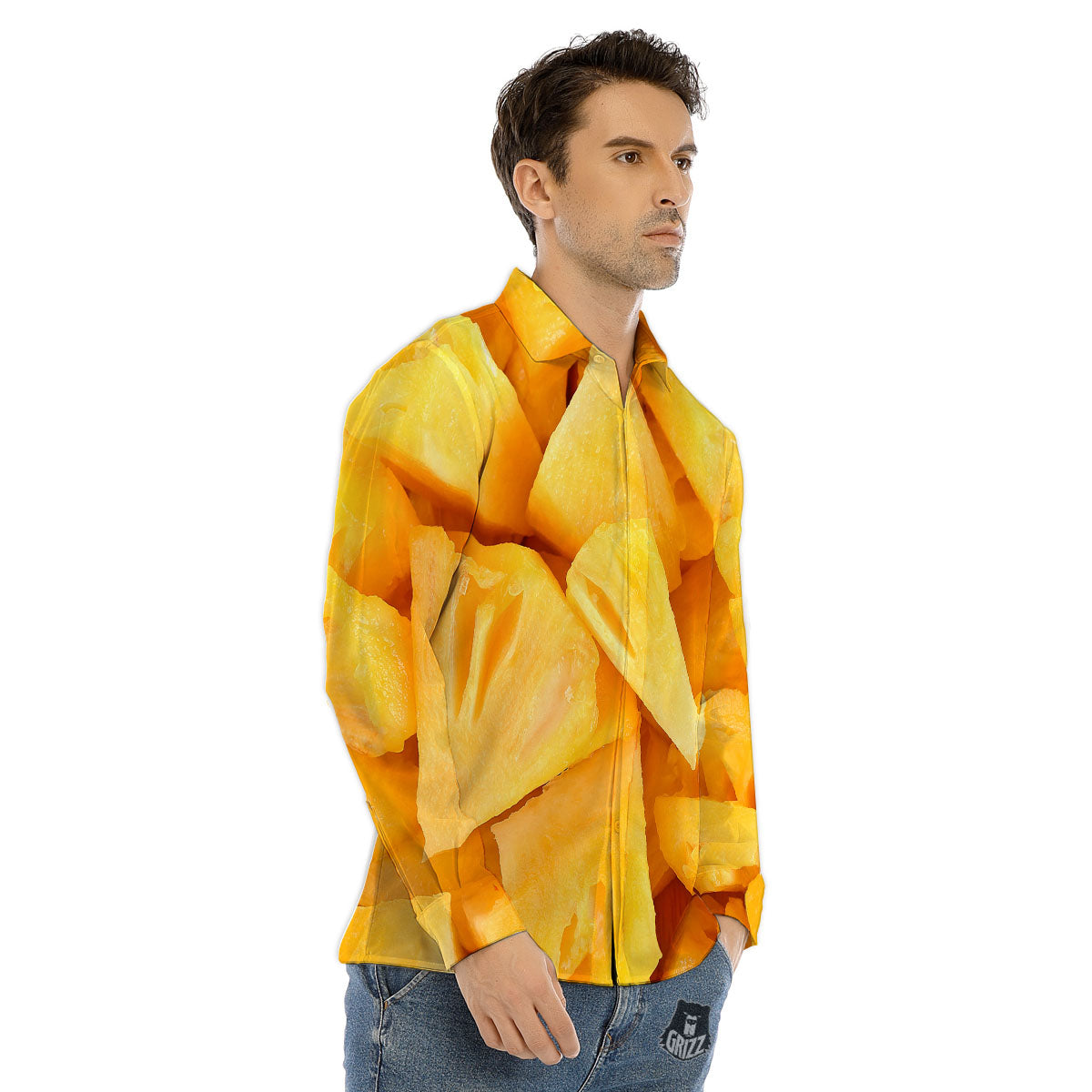 Slices Pineapple Print Men's Dress Shirts-grizzshop