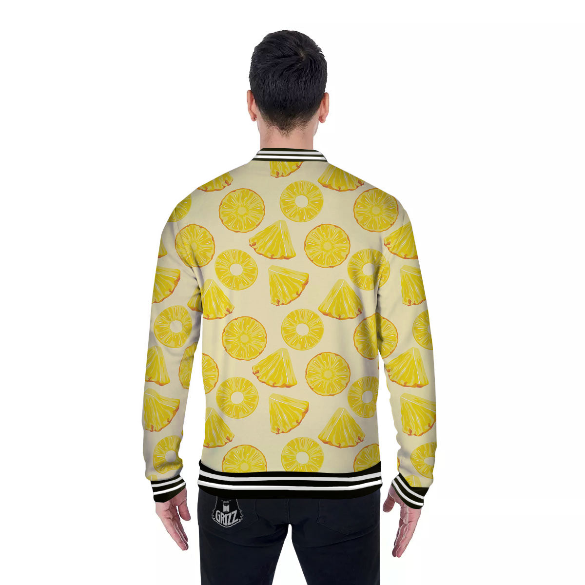 Slices Pineapple Print Pattern Baseball Jacket-grizzshop