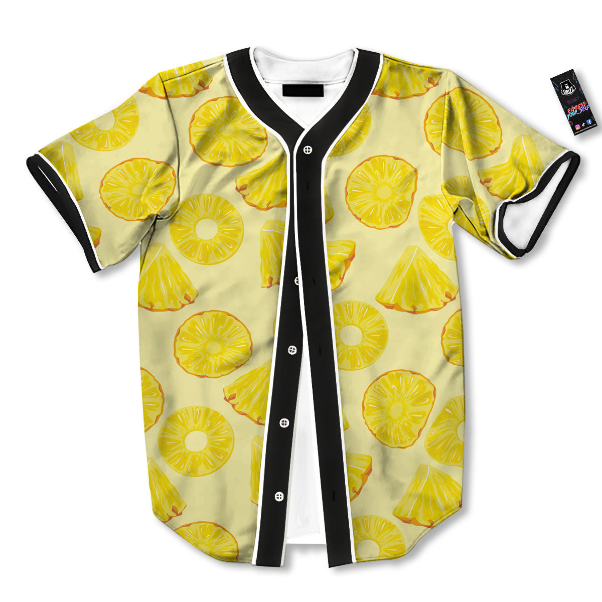 Slices Pineapple Print Pattern Baseball Jersey-grizzshop