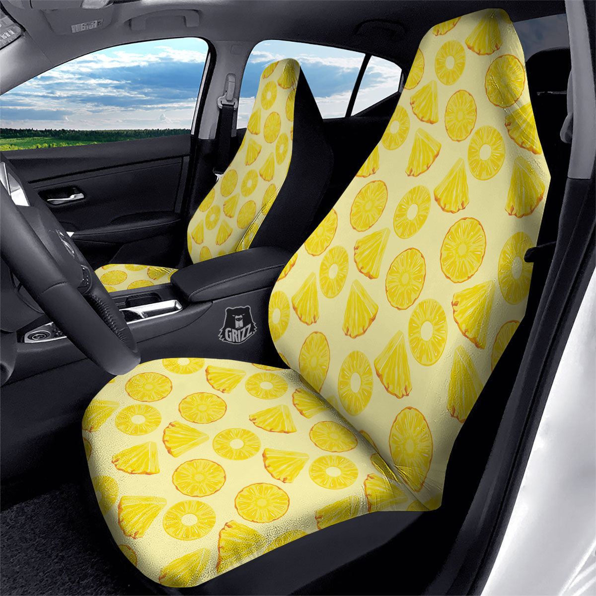 Slices Pineapple Print Pattern Car Seat Covers-grizzshop