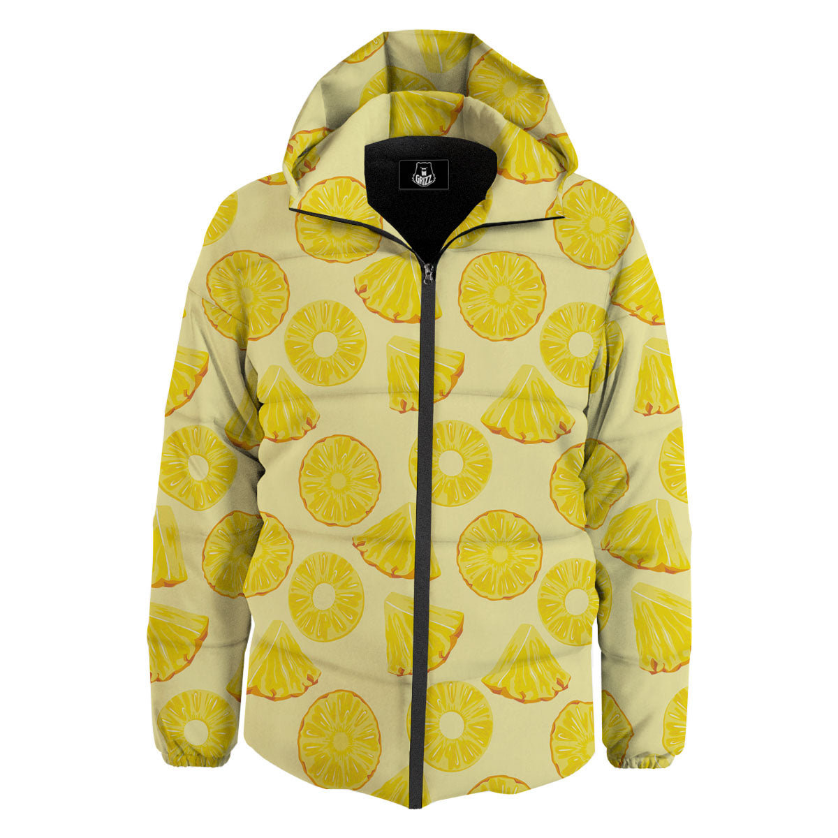 Slices Pineapple Print Pattern Down Jacket-grizzshop