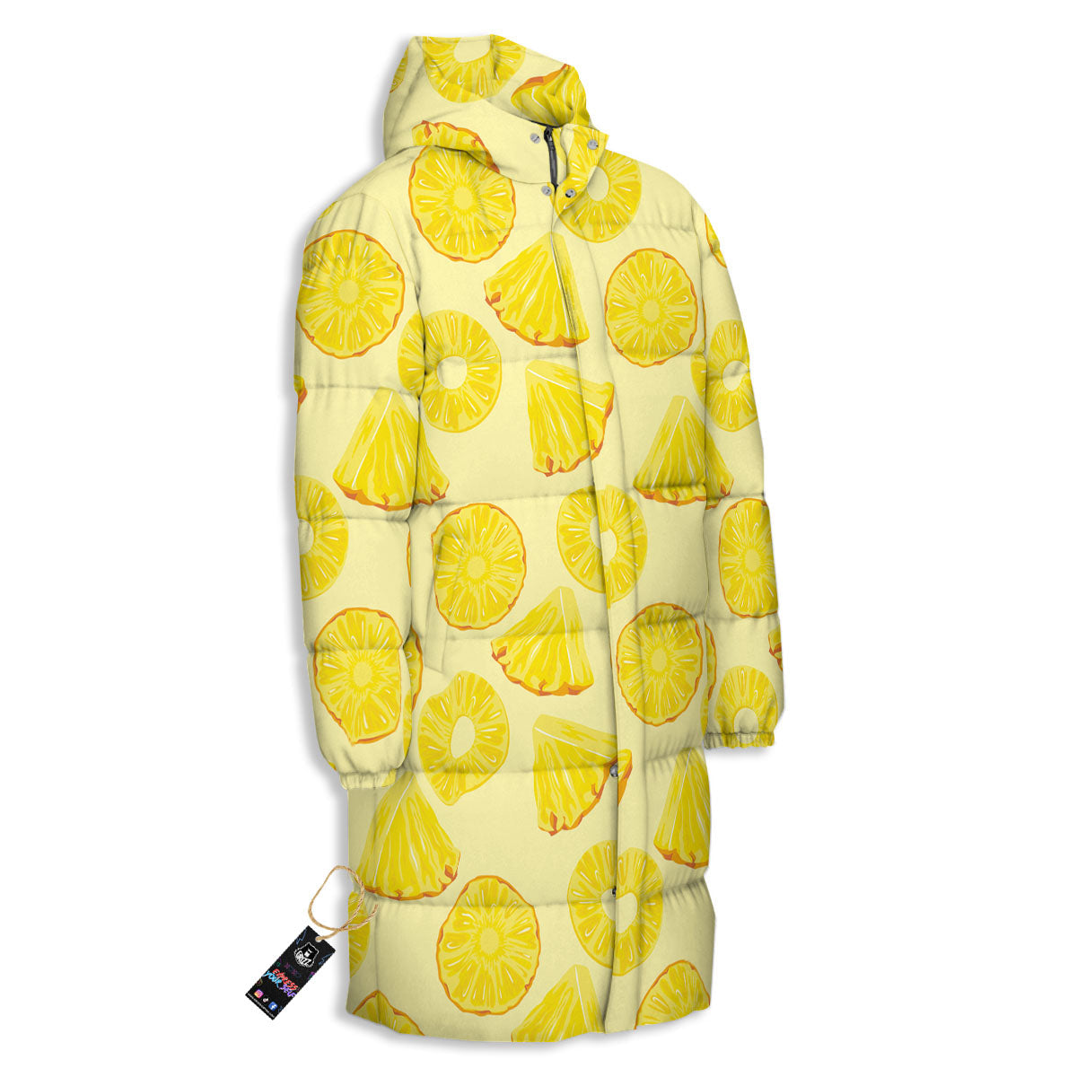 Slices Pineapple Print Pattern Long Down Jacket-grizzshop