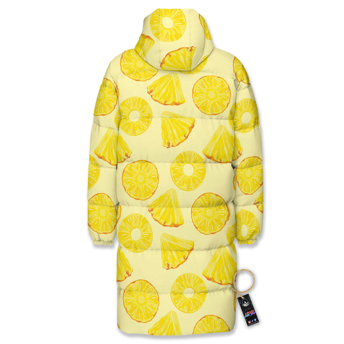 Slices Pineapple Print Pattern Long Down Jacket-grizzshop