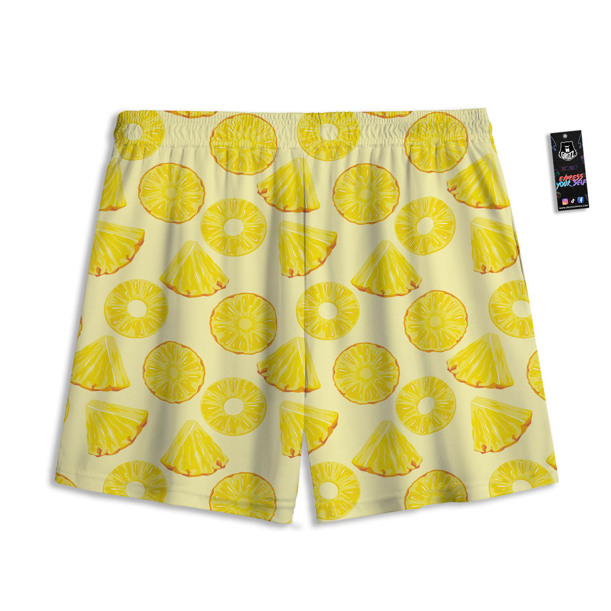 Slices Pineapple Print Pattern Mesh Shorts-grizzshop