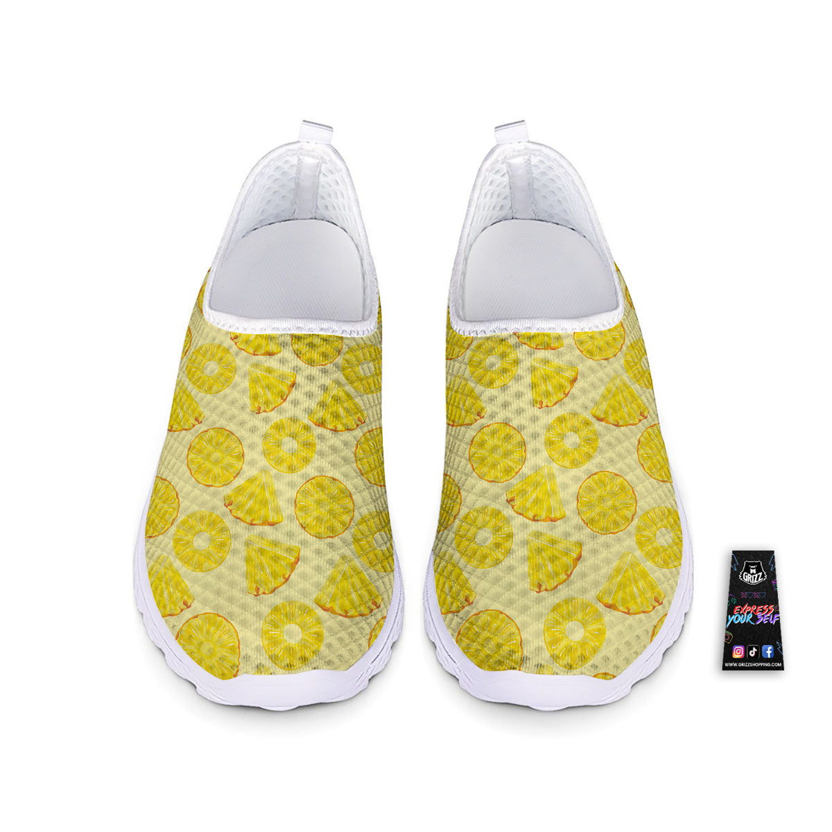 Slices Pineapple Print Pattern Nurse Shoes-grizzshop