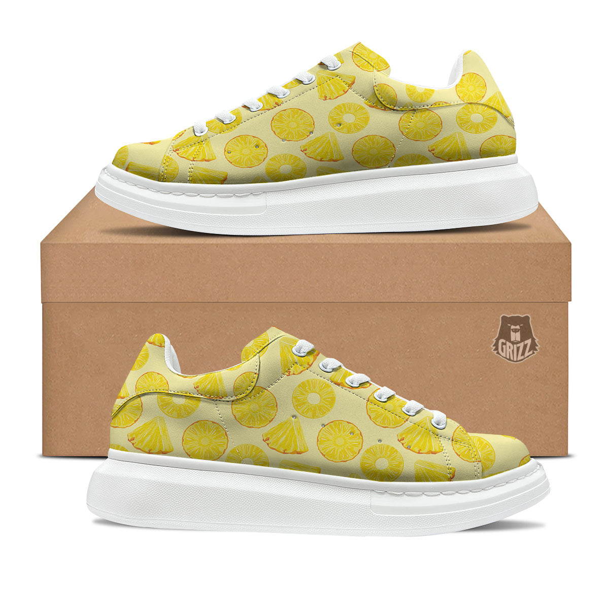 Slices Pineapple Print Pattern Platform Shoes-grizzshop