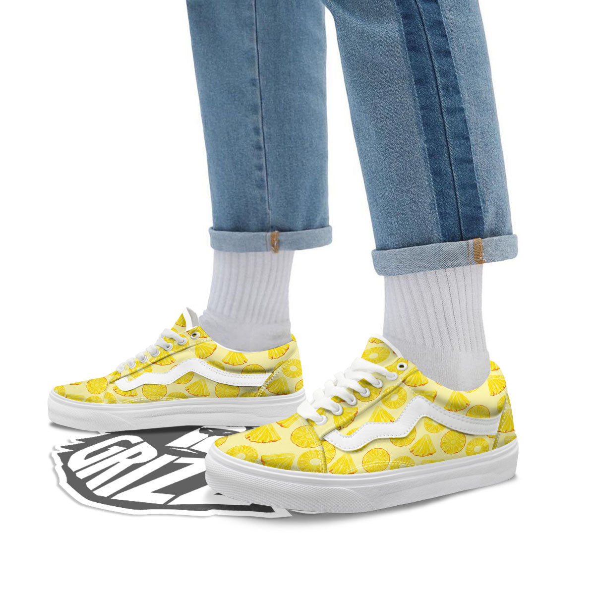 Slices Pineapple Print Pattern Skate Shoes-grizzshop