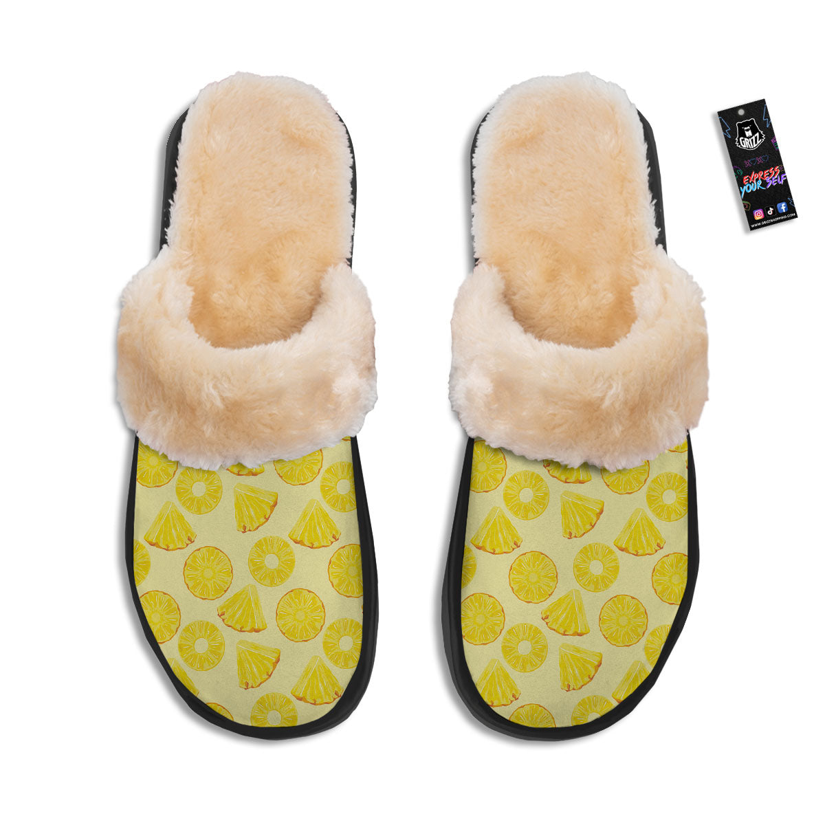 Slices Pineapple Print Pattern Slippers-grizzshop