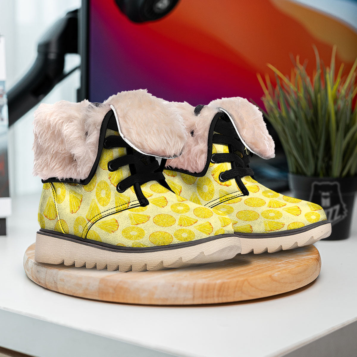 Slices Pineapple Print Pattern Snow Boots-grizzshop