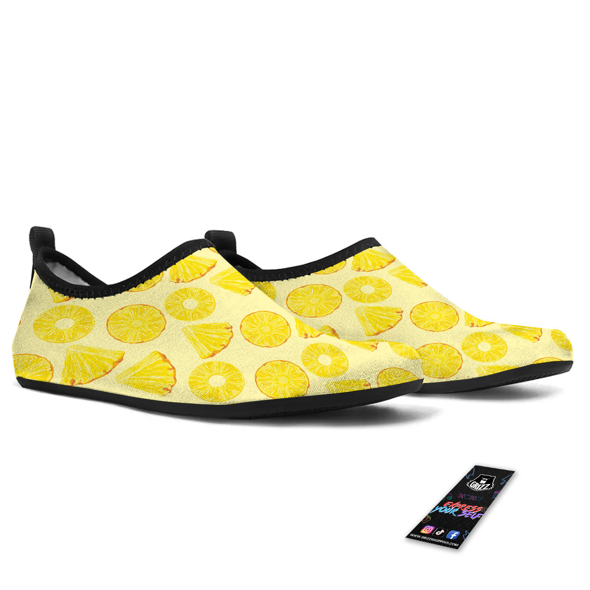 Slices Pineapple Print Pattern Water Shoes-grizzshop