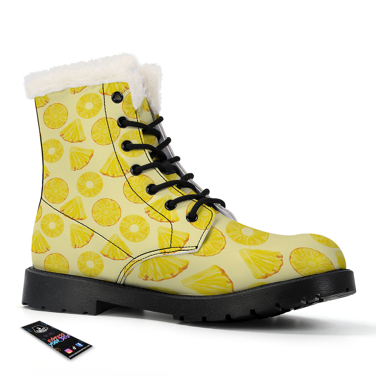 Slices Pineapple Print Pattern Winter Boots-grizzshop