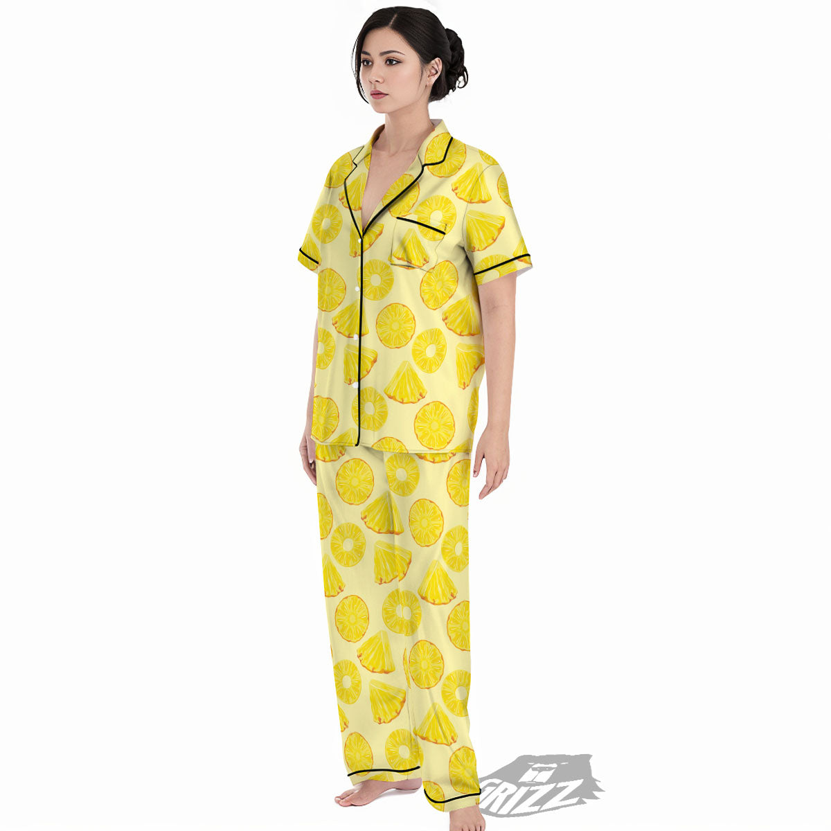Slices Pineapple Print Pattern Women's Pajamas Set-grizzshop