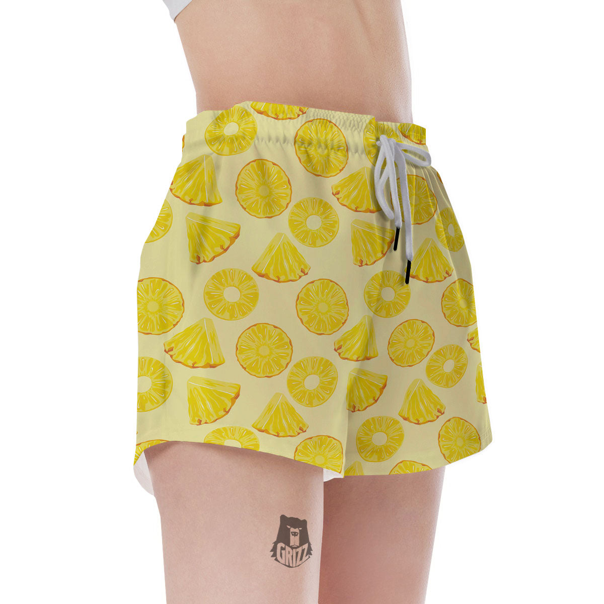 Slices Pineapple Print Pattern Women's Shorts-grizzshop