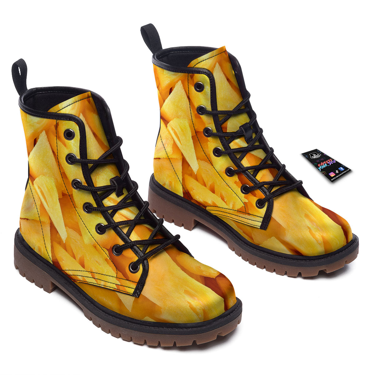 Slices Pineapple Print Work Boots-grizzshop