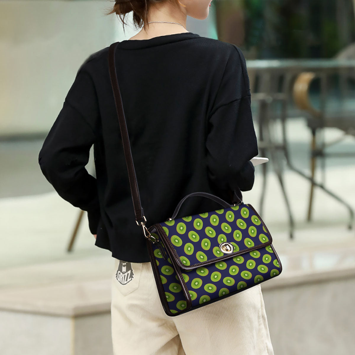 Slices Kiwi Print Pattern Women's Satchel Bag