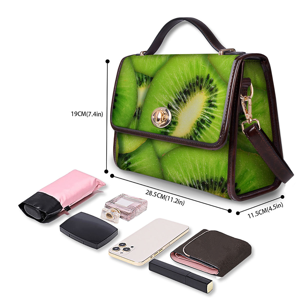 Slices Kiwi Print Women's Satchel Bag