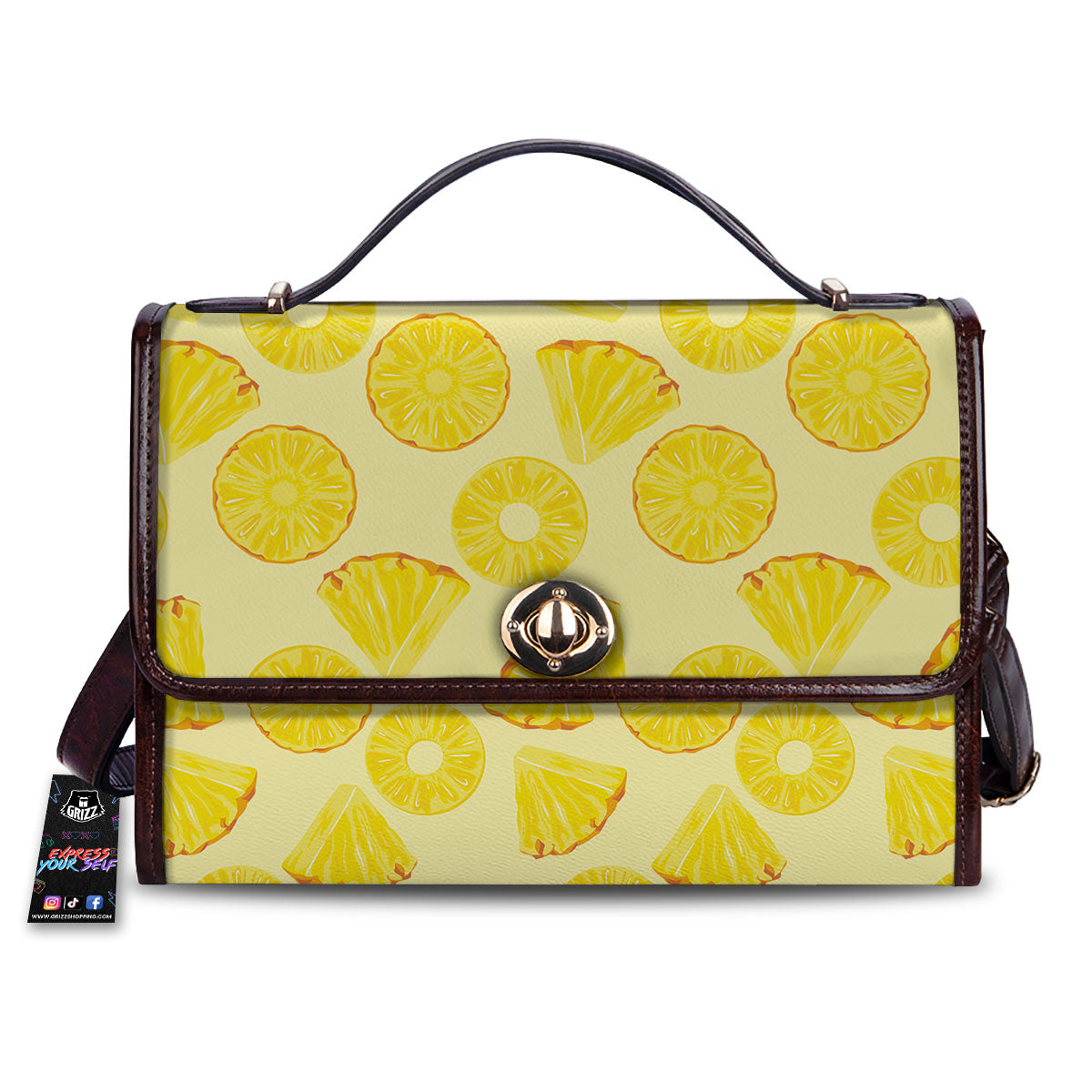 Slices Pineapple Print Pattern Women's Satchel Bag