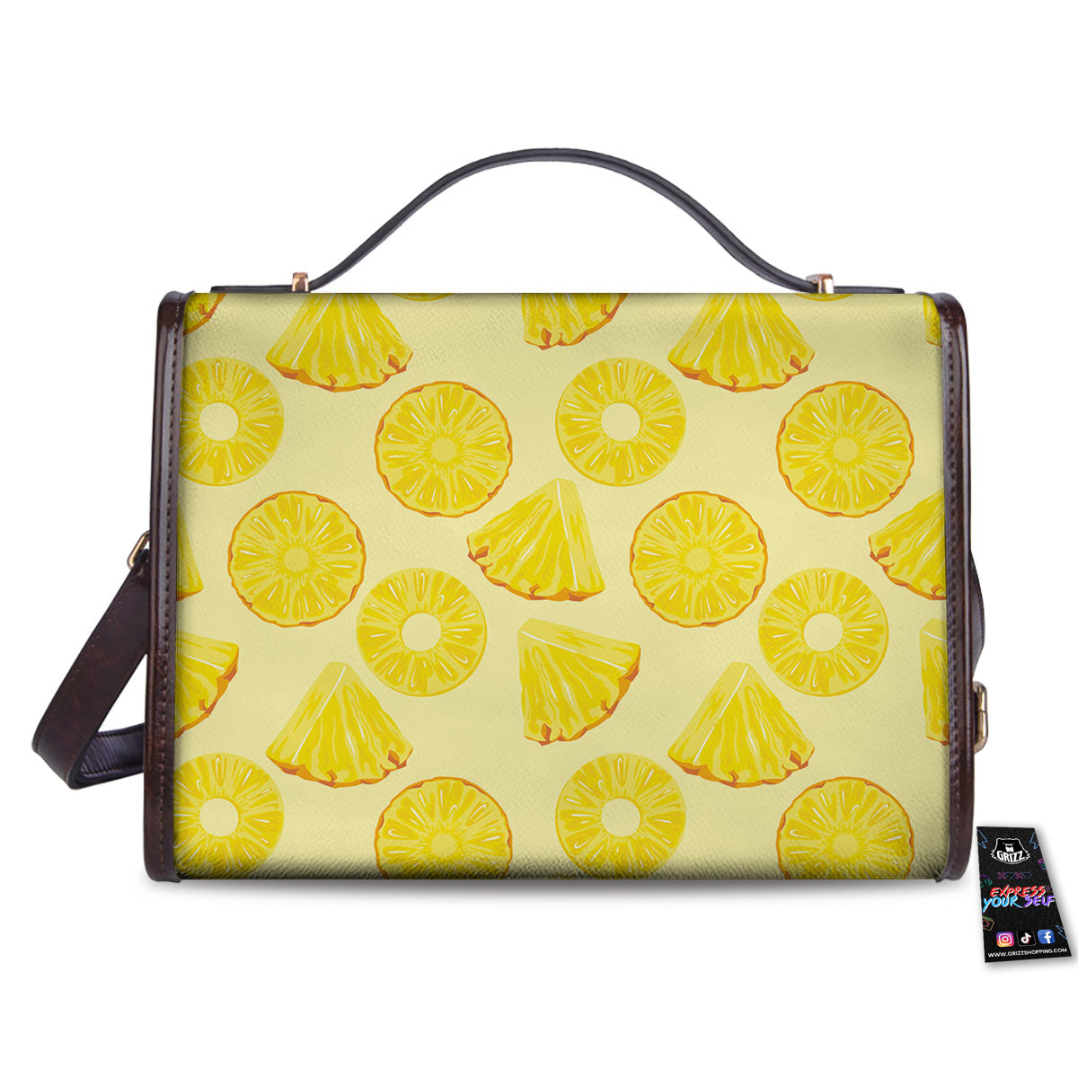 Slices Pineapple Print Pattern Women's Satchel Bag