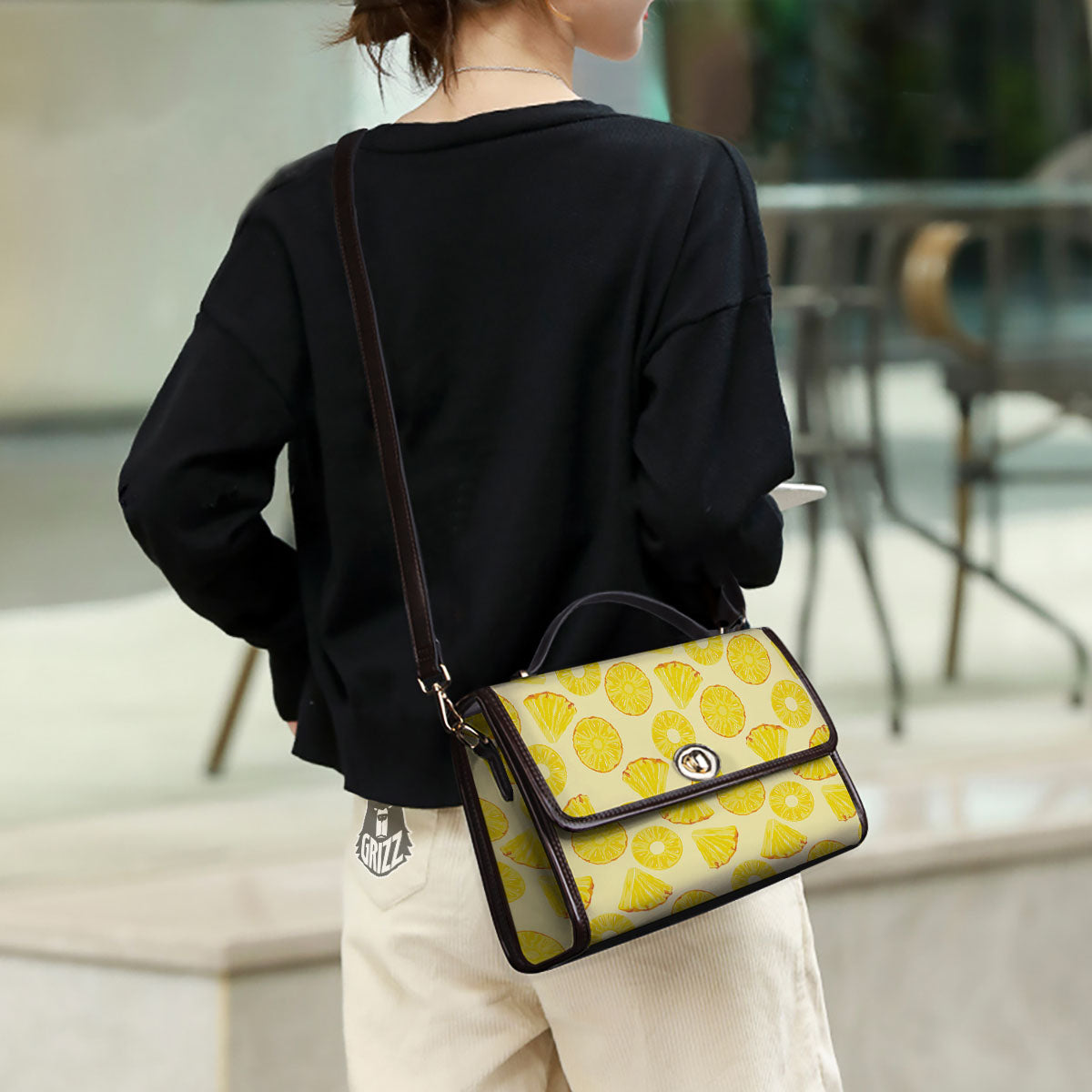 Slices Pineapple Print Pattern Women's Satchel Bag
