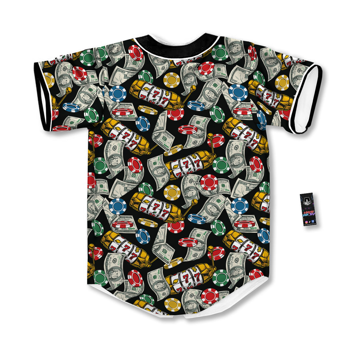 Slot Machines Casino Print Pattern Baseball Jersey-grizzshop