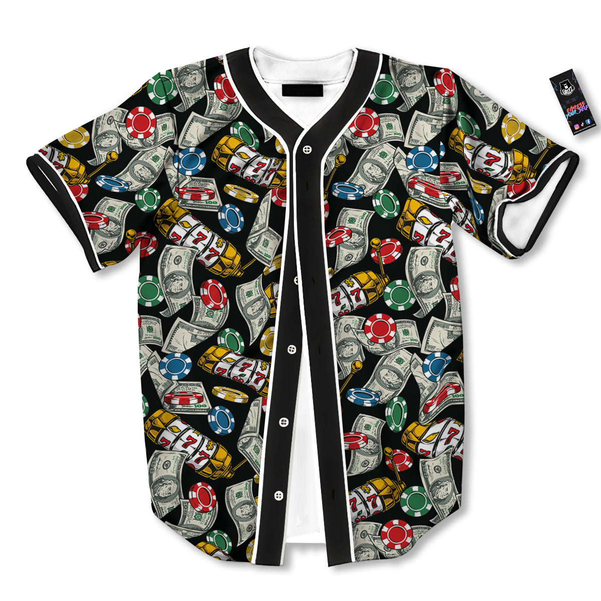 Slot Machines Casino Print Pattern Baseball Jersey-grizzshop