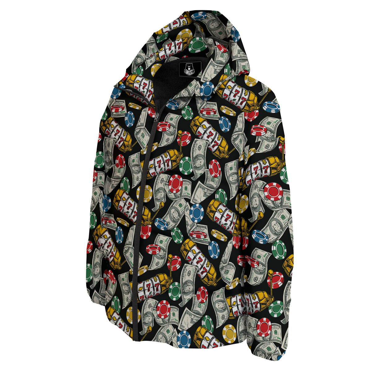 Slot Machines Casino Print Pattern Down Jacket-grizzshop