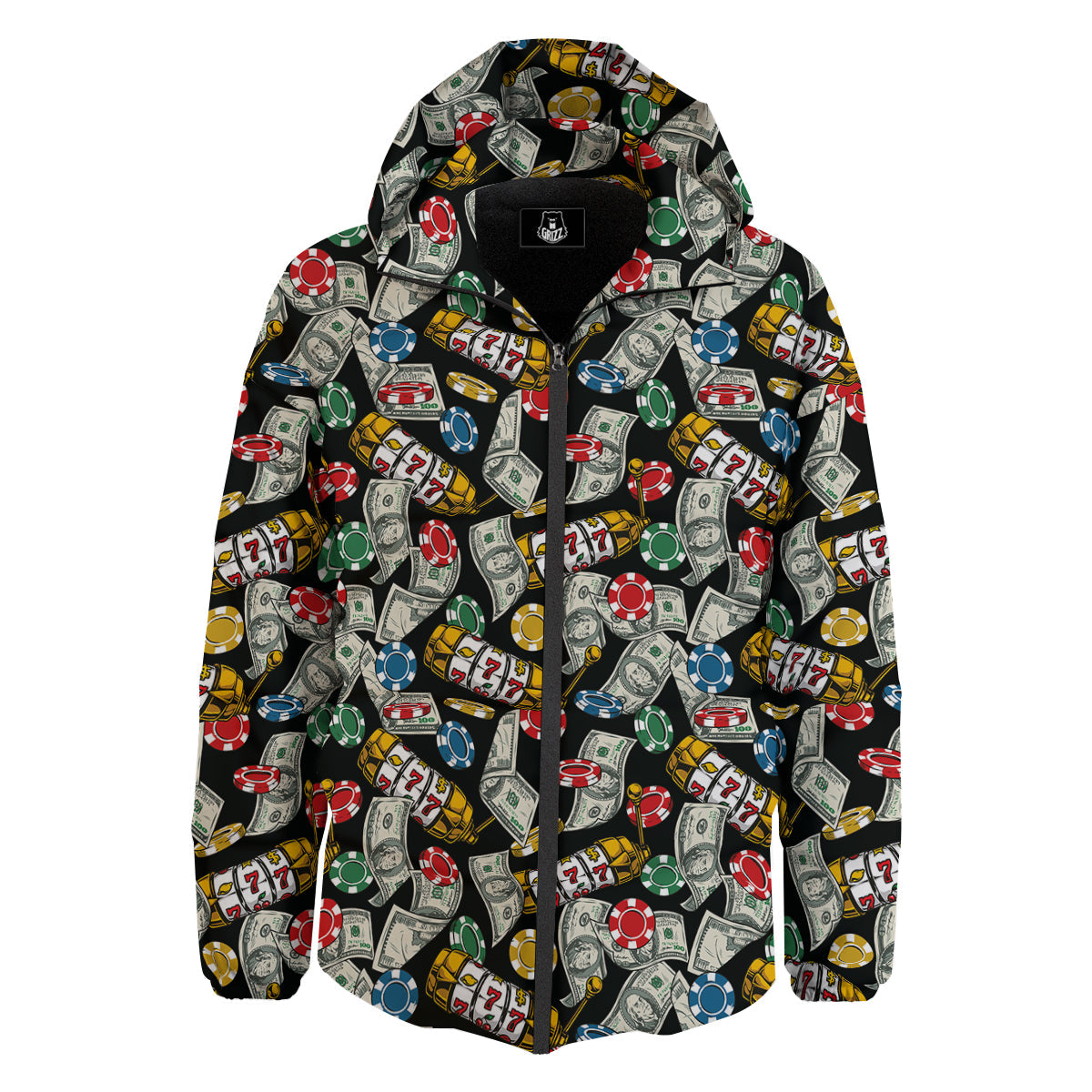 Slot Machines Casino Print Pattern Down Jacket-grizzshop