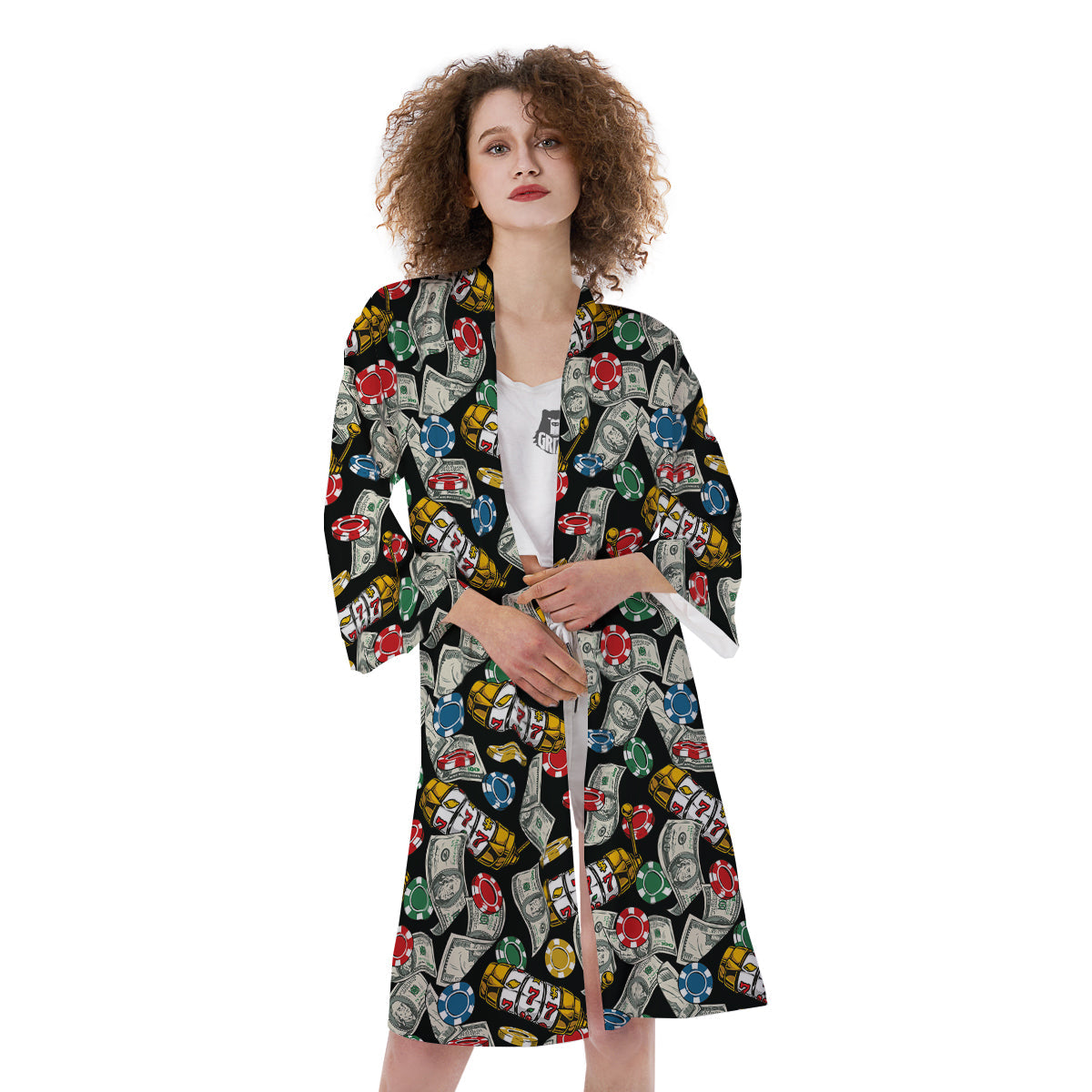 Slot Machines Casino Print Pattern Kimono-grizzshop