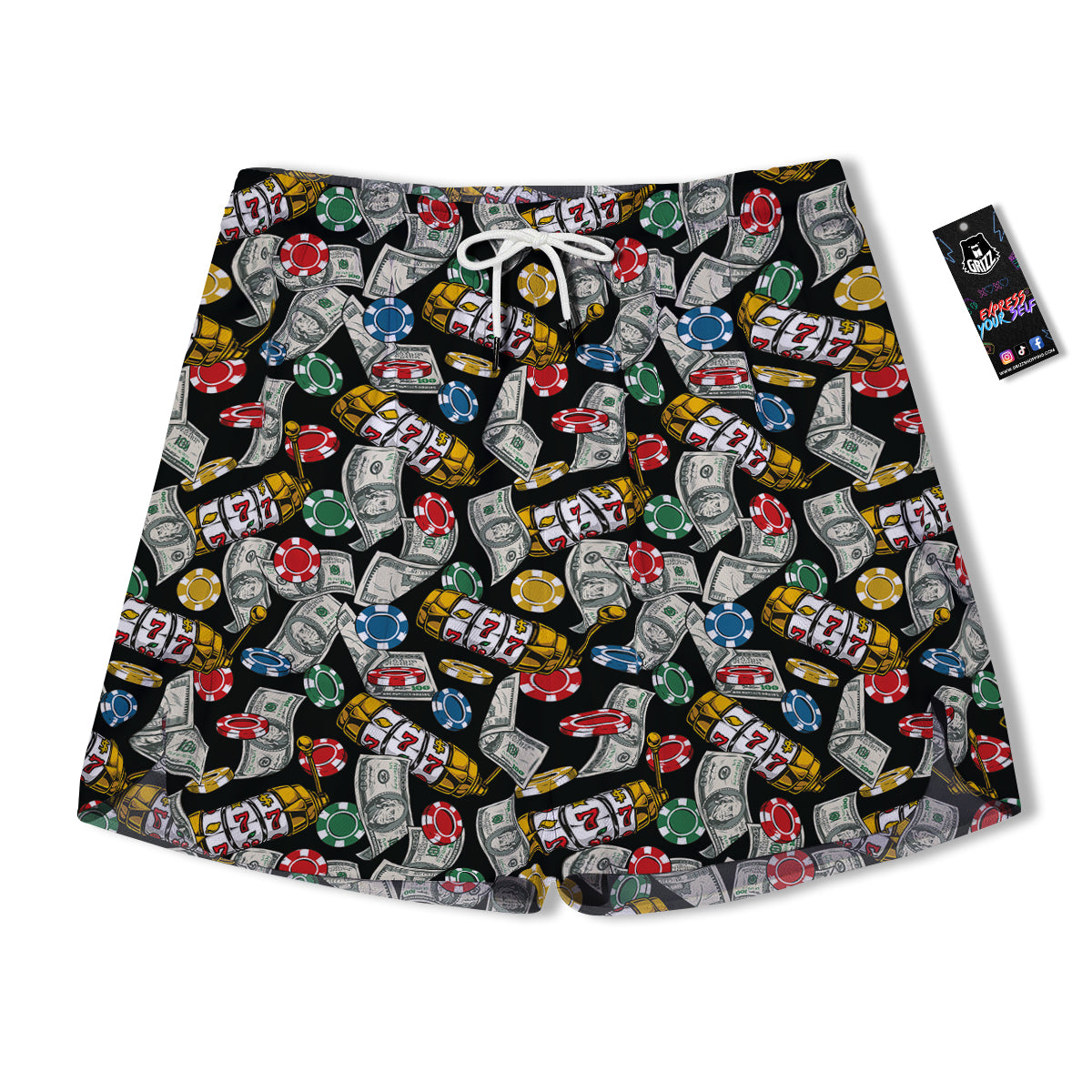 Slot Machines Casino Print Pattern Men's Running Shorts-grizzshop
