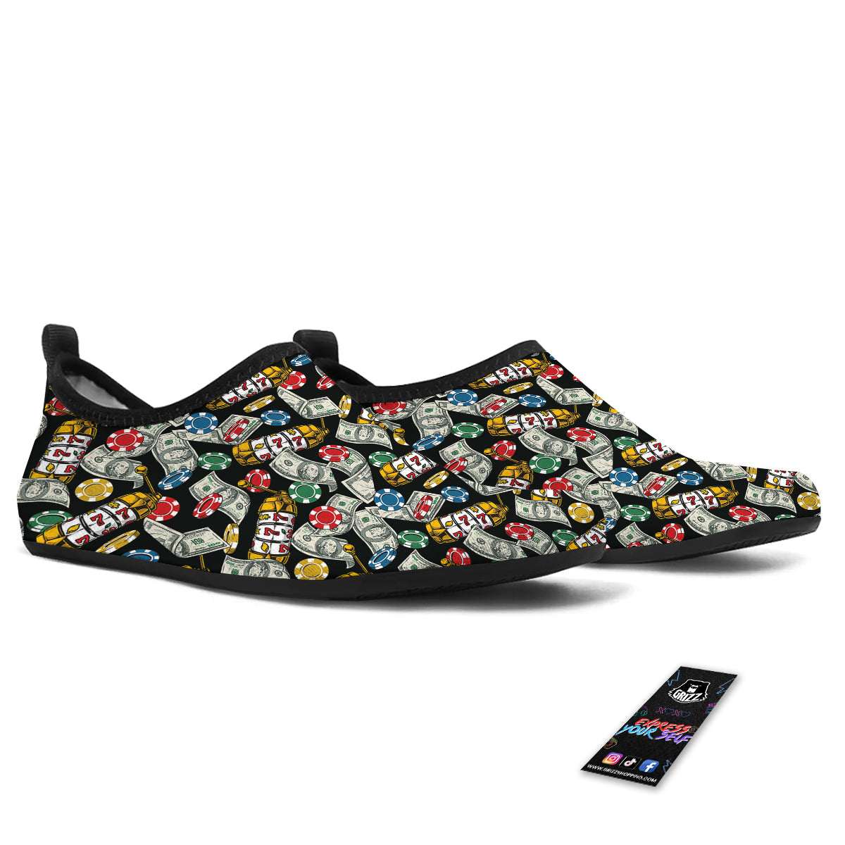 Slot Machines Casino Print Pattern Water Shoes-grizzshop