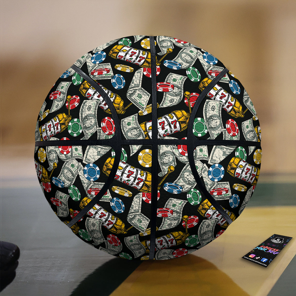 Slot Machines Casino Print Pattern Basketball