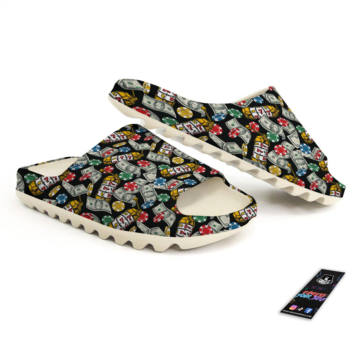 Slot Machines Casino Print Pattern Sandals-grizzshop