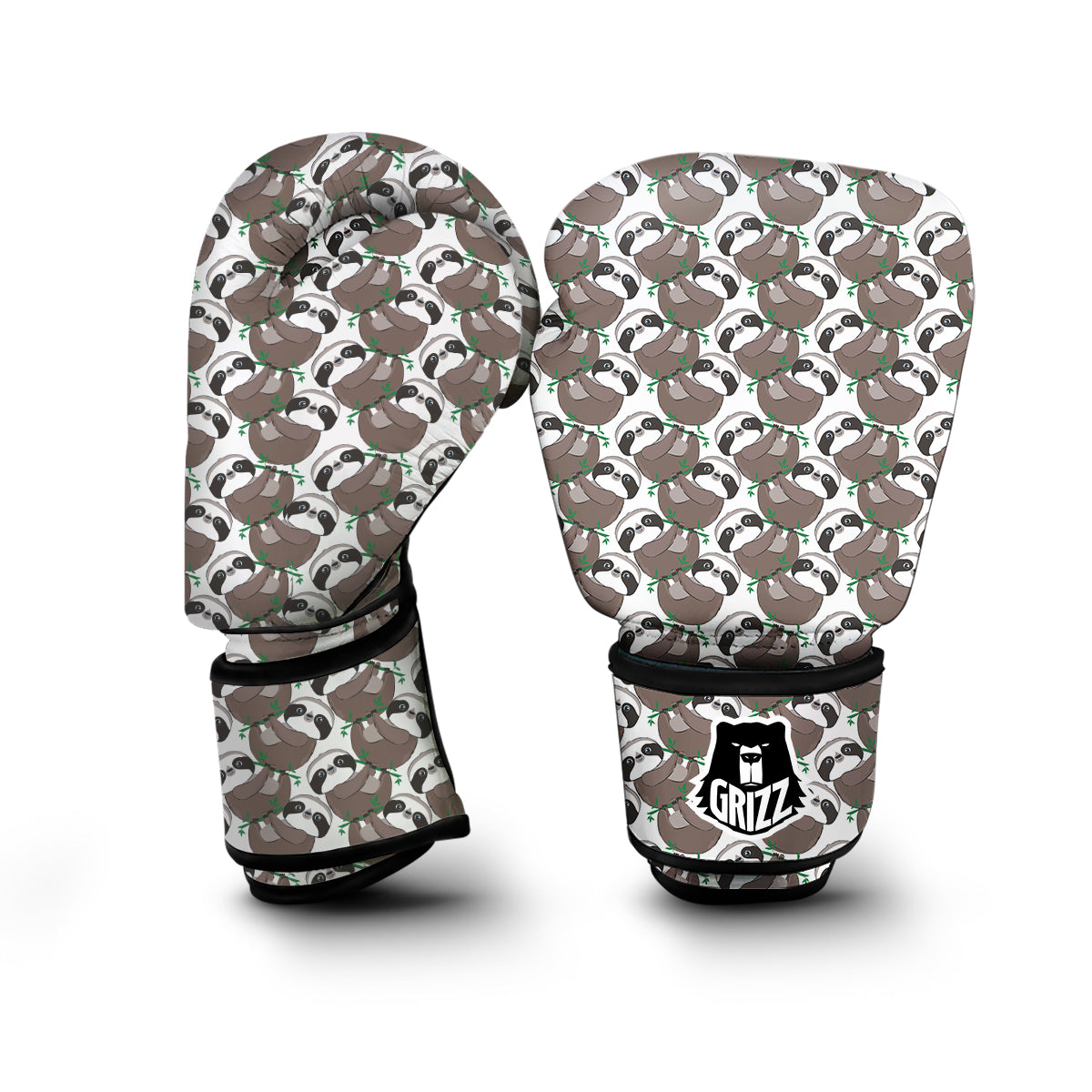 Sloth Bamboo Pattern Print Boxing Gloves-grizzshop