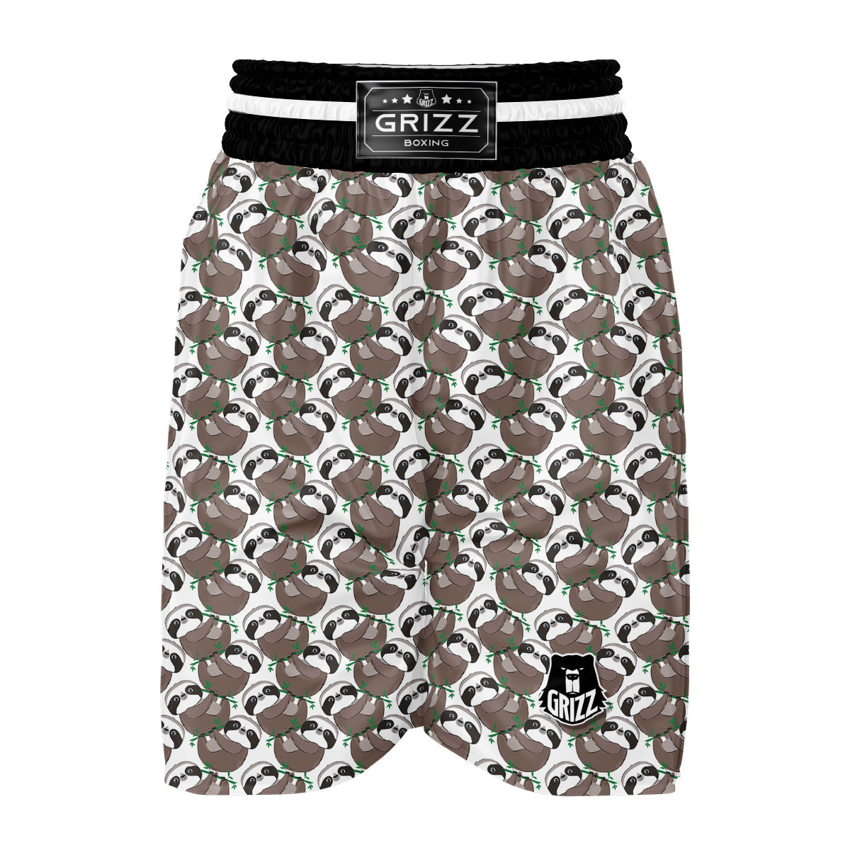 Sloth Bamboo Pattern Print Boxing Shorts-grizzshop