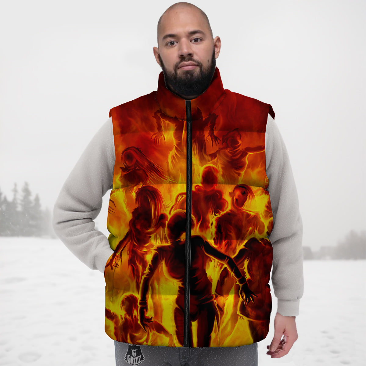 Sloth Bamboo Pattern Print Down Vest