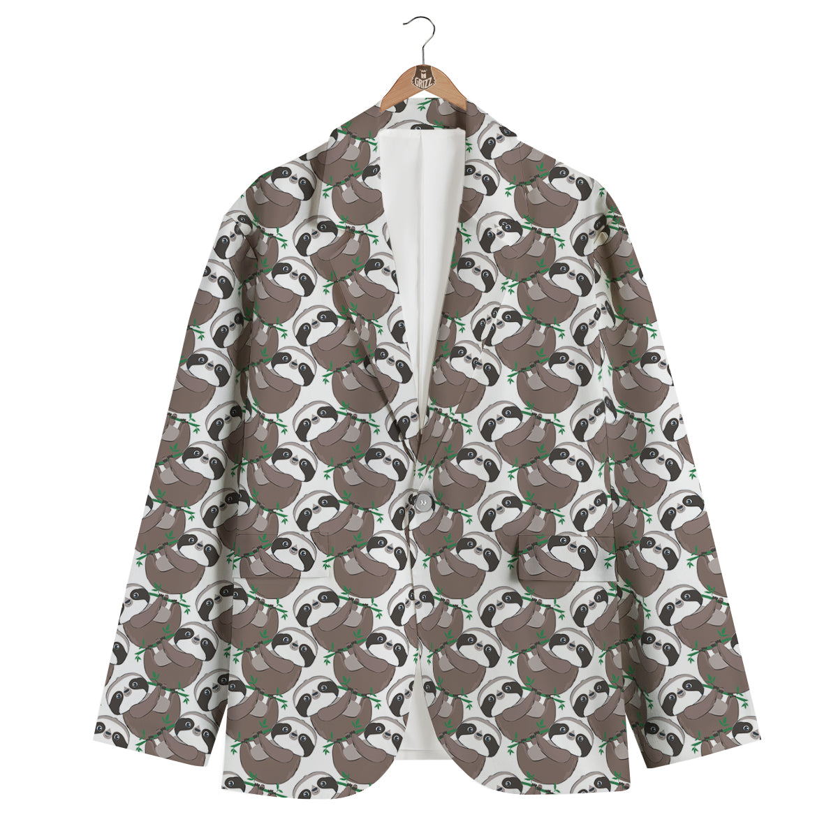 Sloth Bamboo Pattern Print Men's Blazer-grizzshop