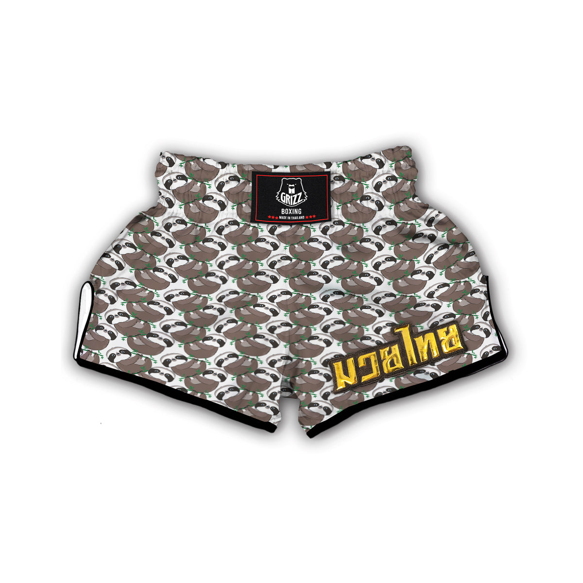 Sloth Bamboo Pattern Print Muay Thai Boxing Shorts-grizzshop