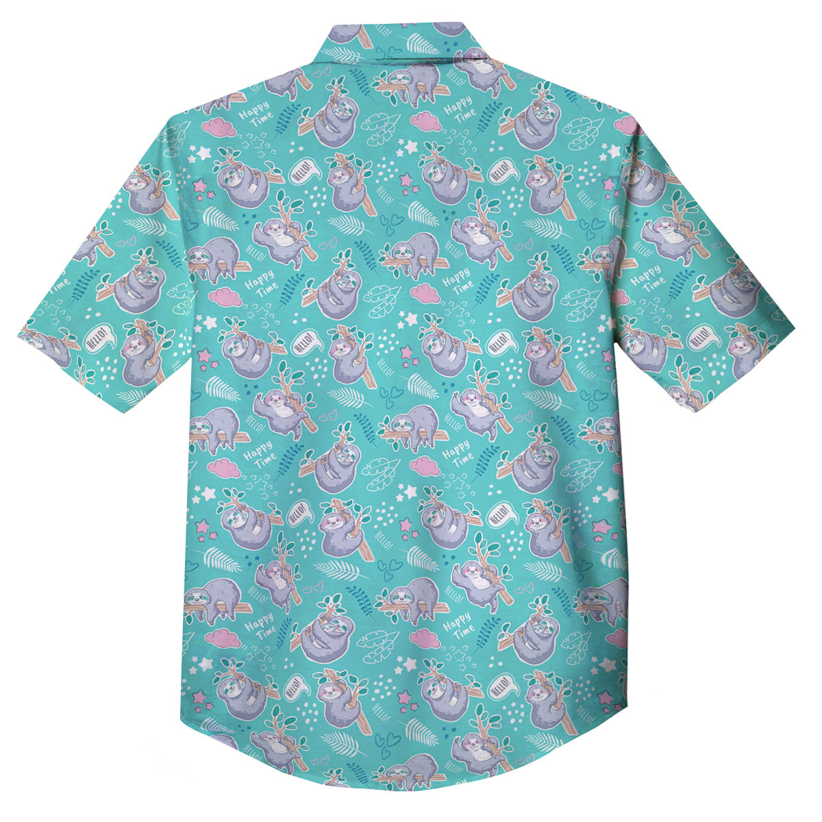 Sloth Cute Print Pattern Button Up Shirt-grizzshop